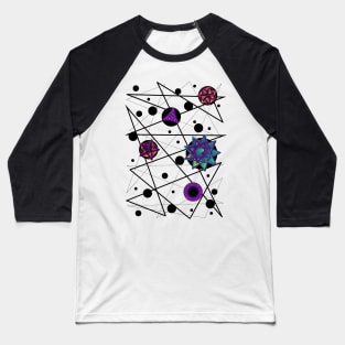 Space Time Continuum | Geometric Blue Red Purple Maurer Roses White Baseball T-Shirt